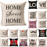 Love Mr Mrs Cotton Linen Throw Pillow Cushion Cover Valentine's Day Gift Home Decoration Decorative Pillowcase