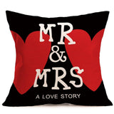 Love Mr Mrs Cotton Linen Throw Pillow Cushion Cover Valentine's Day Gift Home Decoration Decorative Pillowcase
