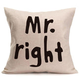 Love Mr Mrs Cotton Linen Throw Pillow Cushion Cover Valentine's Day Gift Home Decoration Decorative Pillowcase