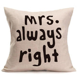 Love Mr Mrs Cotton Linen Throw Pillow Cushion Cover Valentine's Day Gift Home Decoration Decorative Pillowcase