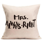 Love Mr Mrs Cotton Linen Throw Pillow Cushion Cover Valentine's Day Gift Home Decoration Decorative Pillowcase