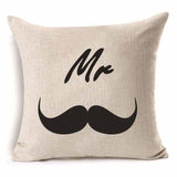 Love Mr Mrs Cotton Linen Throw Pillow Cushion Cover Valentine's Day Gift Home Decoration Decorative Pillowcase