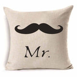 Love Mr Mrs Cotton Linen Throw Pillow Cushion Cover Valentine's Day Gift Home Decoration Decorative Pillowcase