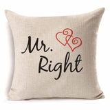 Love Mr Mrs Cotton Linen Throw Pillow Cushion Cover Valentine's Day Gift Home Decoration Decorative Pillowcase