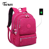 TEGAOTE Women Waterproof Large Capacity Travel Backpack Anti Theft USB Charge